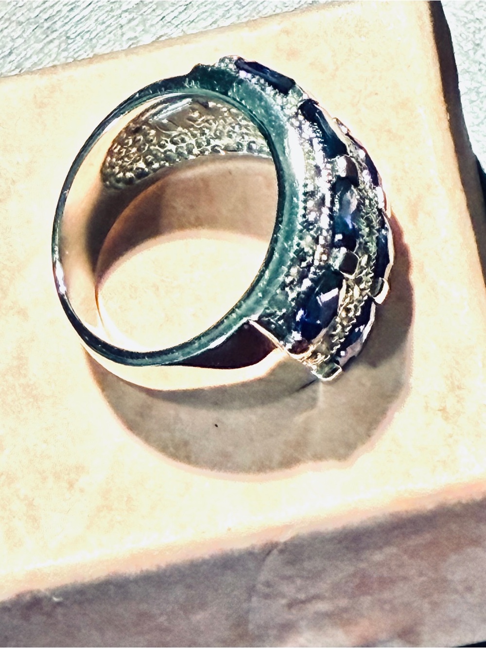 Premier Designs Ring with Crystals and below Blue Gemstones - Picture 3 of 6